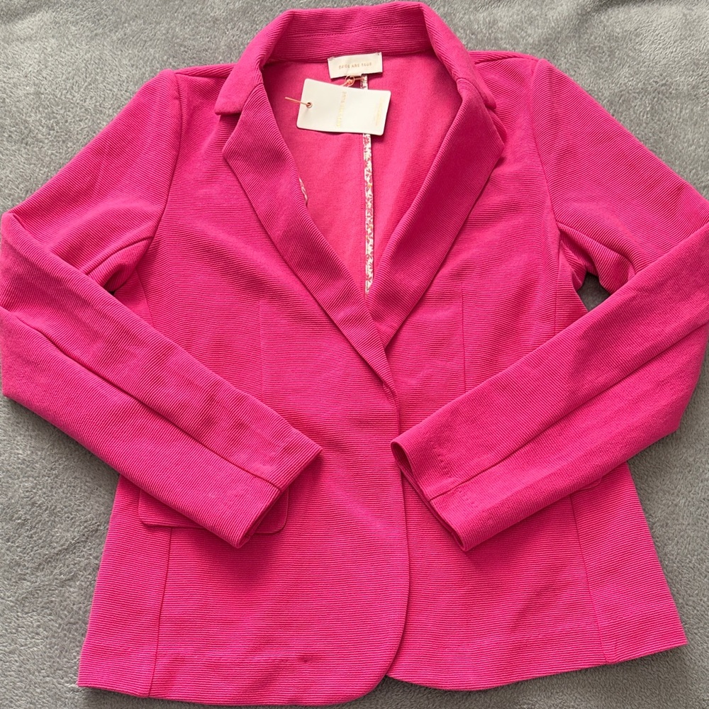 Skies Are Blue Bright Pink Knit Blazer